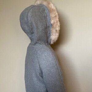 Zara Winter Wool Coat with Faux Fur Hood - 4-5 years